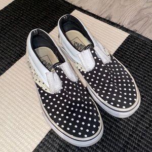Reverse vans slip ons black and cream polka dot size 6.5